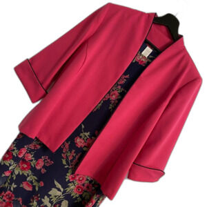 Vintage 16 Petite Women's Dress Jacket 2 Pc Set Hot Pink Barbiecore Coquette a20